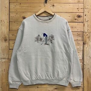 Vintage woodland trail embroidery golf playing crewneck sweatshirt size L